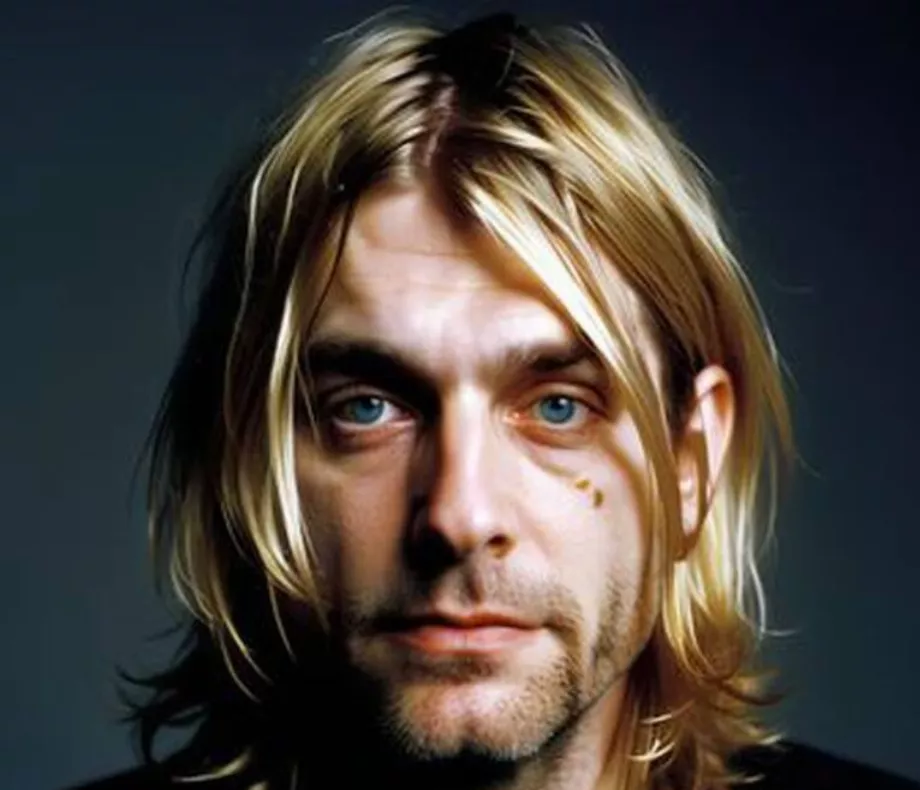 Le chanteur de Nirvana s'est fait remarquer par ses cheveux blonds. (Photo : pixlr IA)
